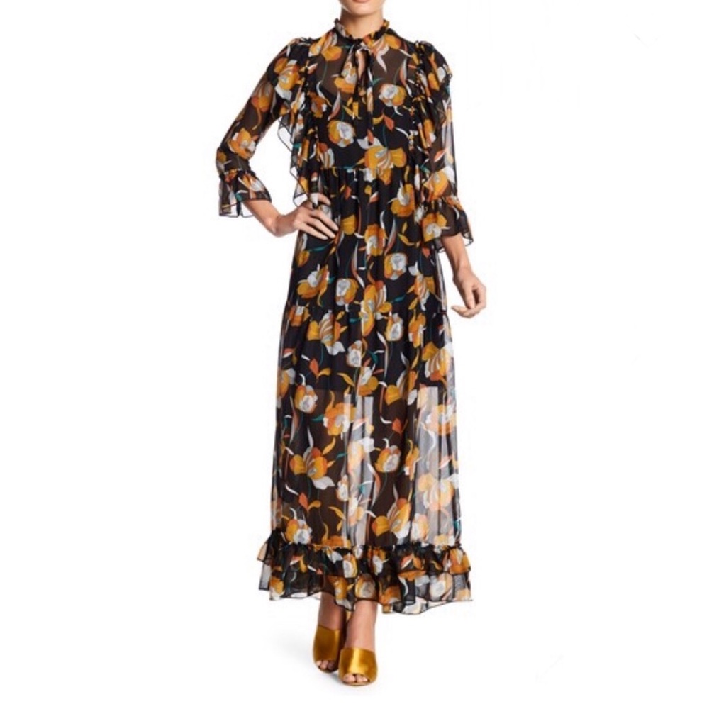 English Factory - Ruffle Long Sleeve Maxi Dress